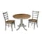 International Concepts Round 36 in Rd Top Pedestal Table, 2 Emily Chairs, Hickory/Stone, 36 in W, 36 in L, 29.1 in H, Wood K41-36RT-C617P - alternate 1